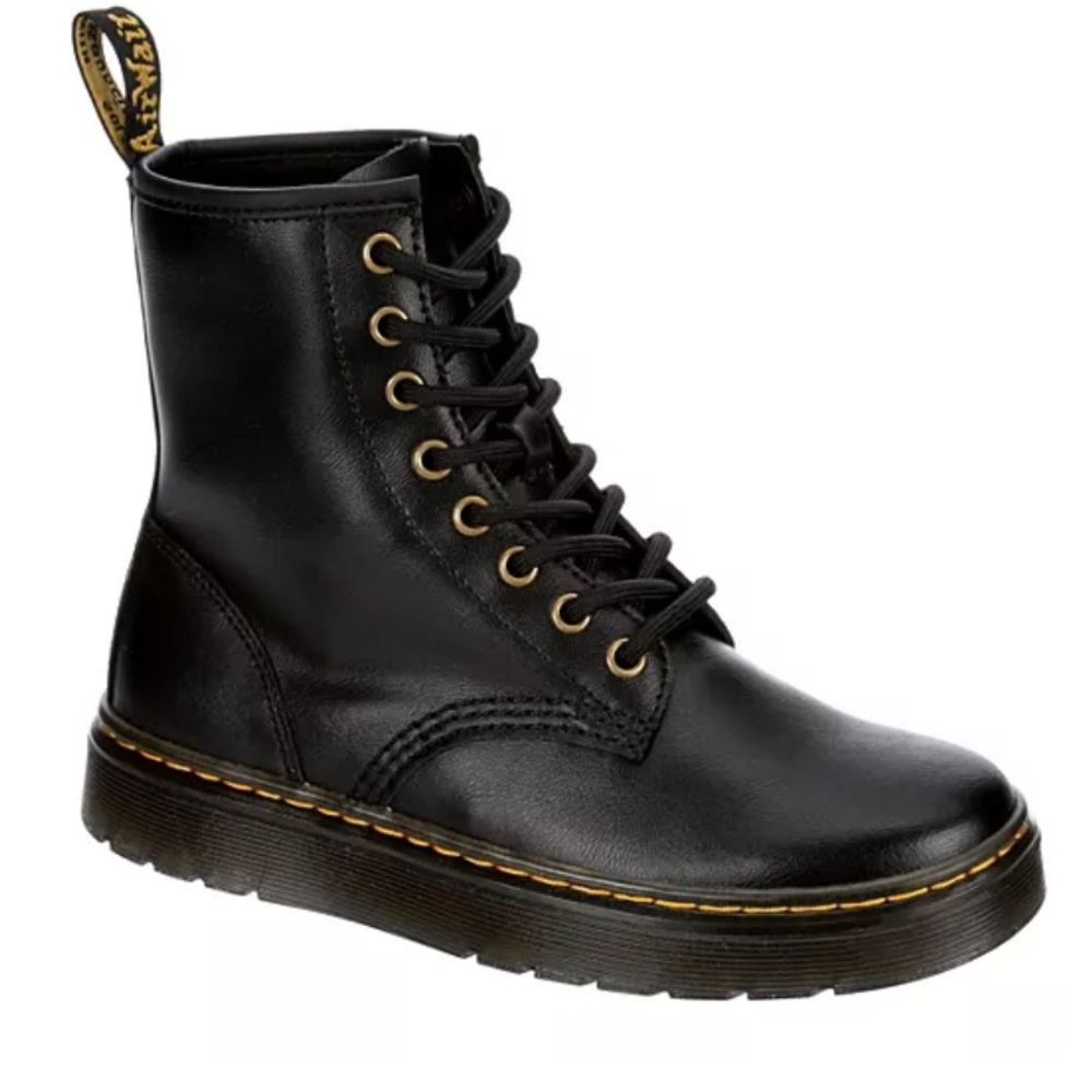 DR.MARTENS WOMENS ZAVALA COMBAT BOOT - BLACK